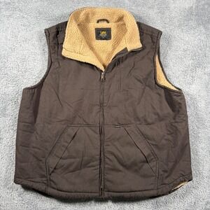 Lee Canvas Vest Mens XXL Brown Sherpa Lined Workwear Full Zip Pockets